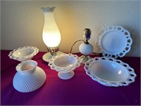 Milk Glass Electric Lamps, Anchor Hocking +