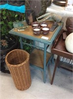 Two-tier green plant stand