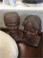 Two piece wooden native busts