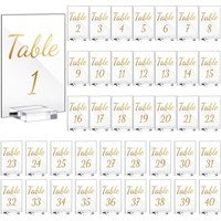 40 Pack Gold Acrylic Wedding Table Number 1-40 Cle