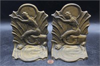 Pair 1920s Art Deco "Mermaids" Brass Bookends