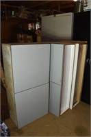 Three 2-door wall cabinets, 53x14x25"h; as is