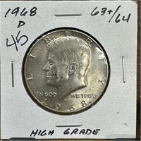 1968-D JFK SILVER HALF DOLLAR HIGH GRADE