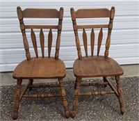 (2) Vintage Wood Side Chairs (Cracked Seats)