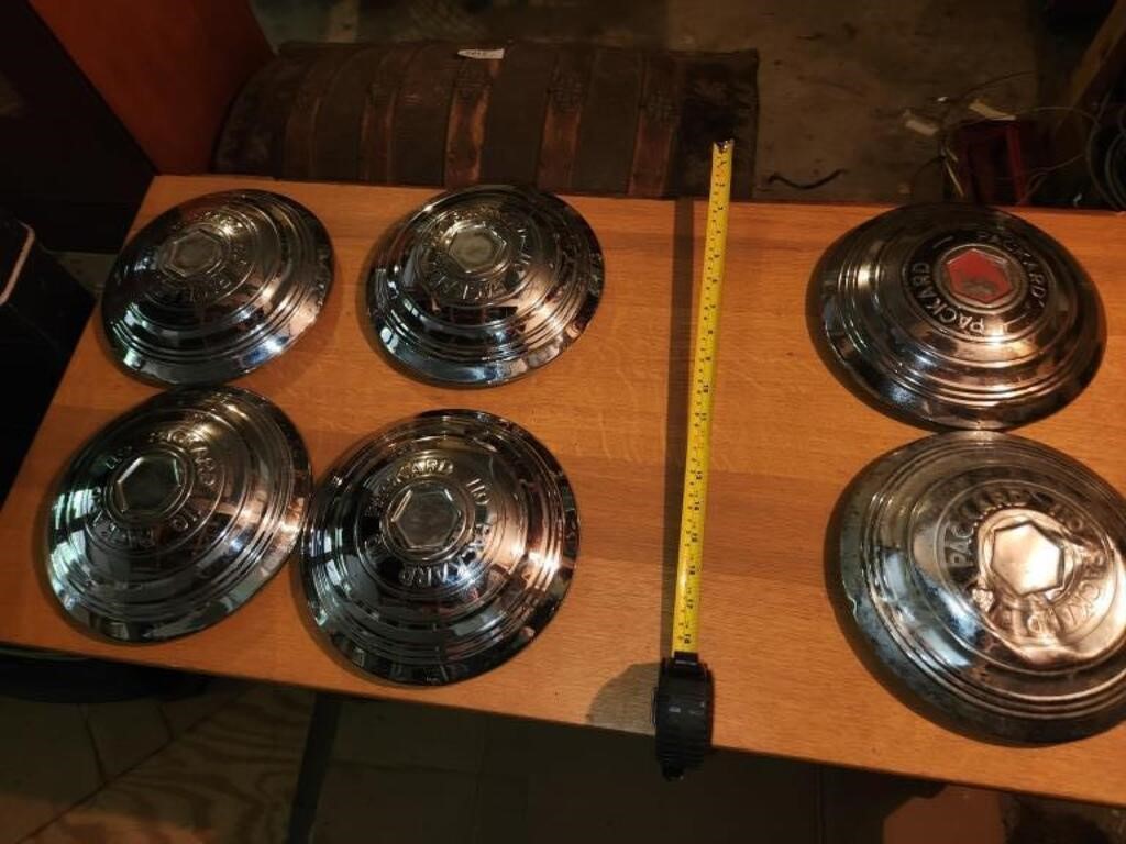 6 Vintage Packard Center Hubcaps, 5 110s &