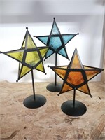Stained Glass Metal Star Tea Light Candle Holder