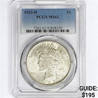 1923-D Silver Peace Dollar PCGS MS61