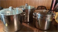 2 Large Stockpots & 1 Revereware 10 Qt Stockpot