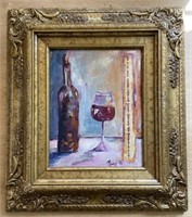 No Bad Wine Acrylic & Decoupage Signed By Roxy