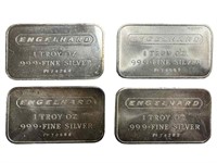 (4) Engelhard 1 oz. .999 Silver bars