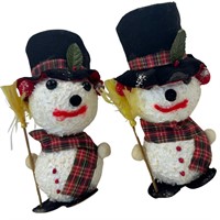 Pair of Vintage Snowman Decorations