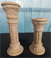 2 Stoneware Column Candle Holders
