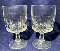 Set of 2 Heavy Crystal Pedestal Goblets