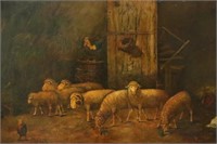 1916 Alfred Montgomery O/C Sheep Chickens Barn