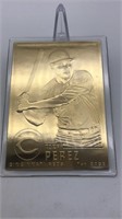 Tony Perez 22kt Gold Baseball Card Danbury Mint