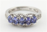 Sterling Oval Cut 5-Stone Tanzanite