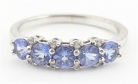 Sterling 5-Stone Round Tanzanite & Sapphires