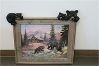 Cabin & Bears w/ Barn Wood Frame