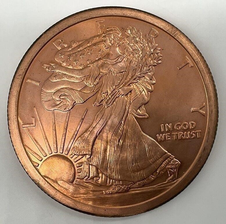 Five Troy Ounce .999 Copper Walking Liberty Round
