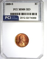 1969-S Cent MS68 RD LISTS $10000