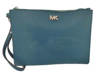 MK Teal Pebble Leather Wristlet Bag
