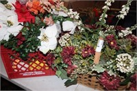 TOTE OF SILK FLOWERS/  ONE FLORAL ARRANGEMENT