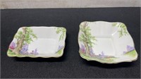 2 Royal Albert Greenwood Tree Pattern Mint Dishes