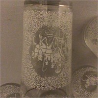 6 Pretty Etched glasses & misc glasses