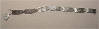 Sterling Greek Key Design Bracelet w/ Heart Clasp