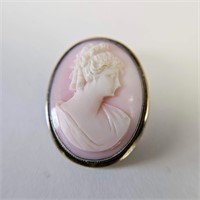 Sterling Silver Pink Cameo Brooch Pendant