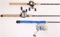 (3) SPINNING & BAIT CASTING RODS & REELS