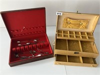 2 flatware & jewelry boxes & contents