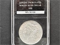 1890 UNC Morgan Silver Dollar Coin