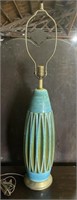(K) Mid Century Ceramic Blue Lamp 38” tall