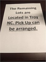 The Following Lots are Located in Troy NC