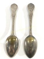 (2) Antique Silver Plated 1918 Peace Spoons