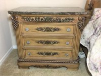 Marble Top Light Fruit Wood Night Stand