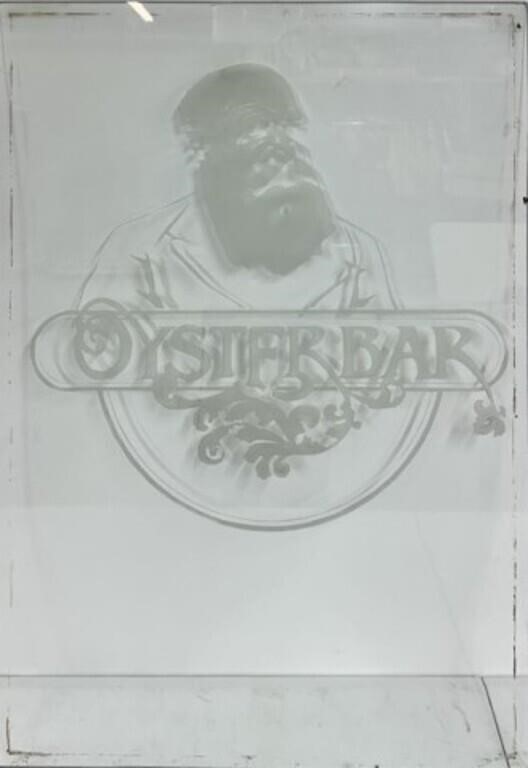 OYSTER BAR ETCHED GLASS WINDOW PANEL