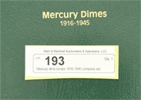 Mercury dime binder 1916-1945 complete set