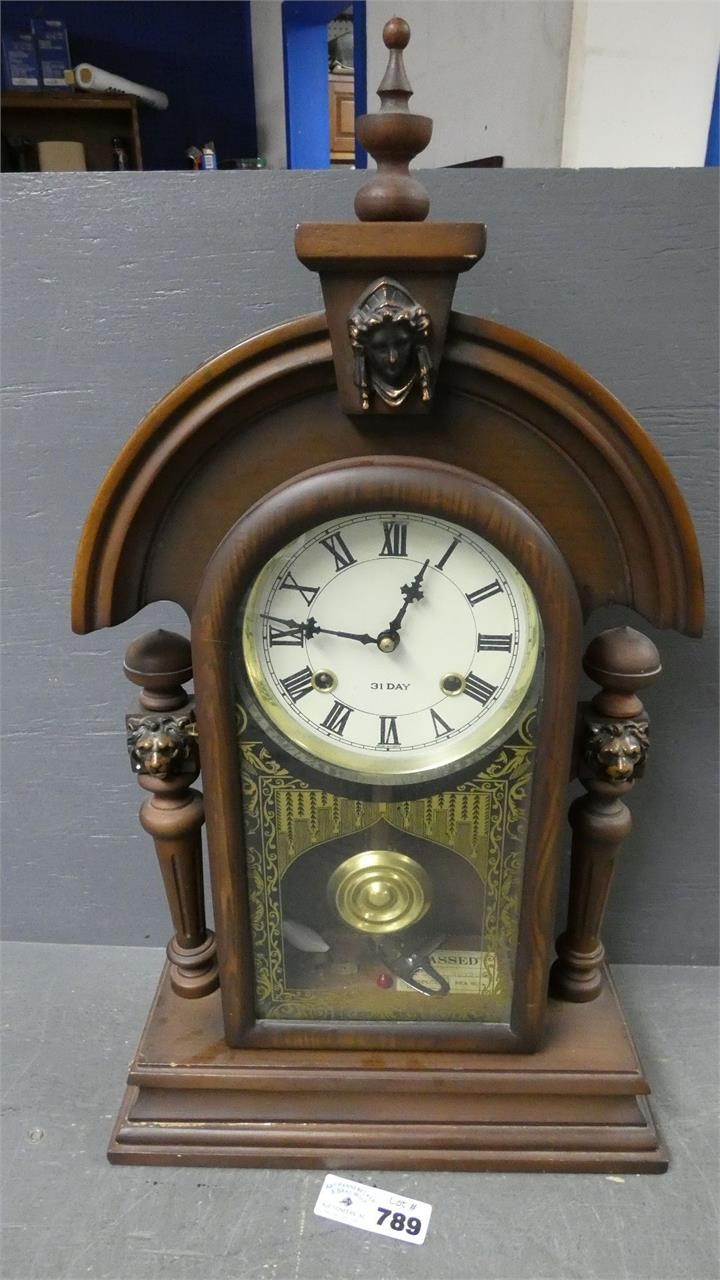 31 Day Lions Head Mantle Clock