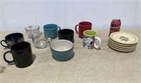Assorted Large Coffee Cups, Ceramic Plates