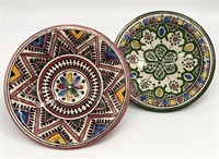 2pc Antique Hand Painted Moroccan Bowls