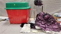 Doll stands & 1800's 5pc doll costume