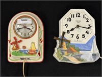 2 Ceramic Electric Kitchen Wall Clocks