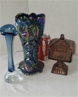 Vintage LE Smith Carnival Glass Ohio Star Vase