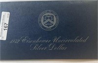 1972 Eisenhower Silver Dollar Blue Envelope