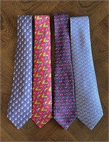 Four Hermes Designer Silk Neckties