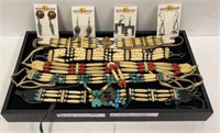 +Native American Sterling Necklaces and Earrings