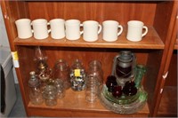 Group of Glass & Coffee Mug Lot w/ antique jars,