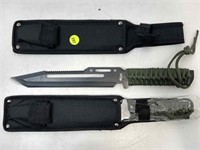 2 New Fixed Blade Survival Knives w/ Sheaths